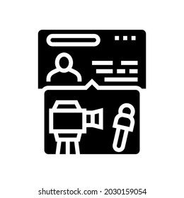 visa for journalists glyph icon vector. visa for journalists sign. isolated contour symbol black illustration