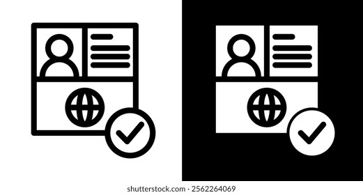 visa line and glyph icon, outline and glyph vector sign, linear and glyph style pictogram isolated on white and black. travel Symbol, logo,icon, illustration