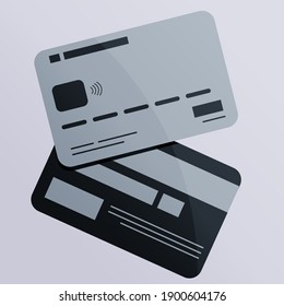 visa or master card business credit cards vector illustration contsctless wireless payment set icons electronic bank luxury silver color