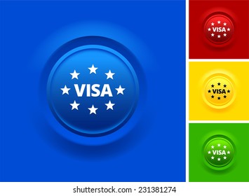 Visa on Blue Bevel Button