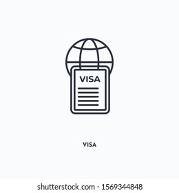 Visa outline icon. Simple linear element illustration. Isolated line Visa icon on white background. Thin stroke sign can be used for web, mobile and UI.