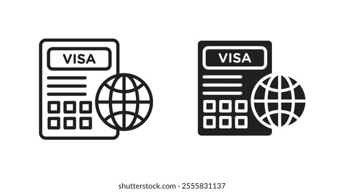 Visa outlined and solid icon vector collection.