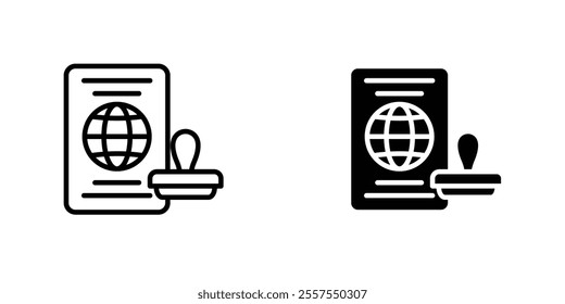 Visa outlined and solid icon vector collection.