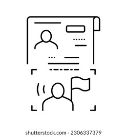 visa as political asylum line icon vector. visa as political asylum sign. isolated contour symbol black illustration