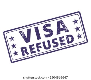 visa refused blue ink stamp rectangular shape vector scalable format