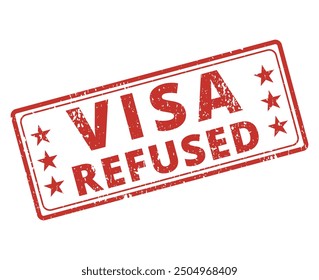 visa refused red ink stamp rectangular shape vector scalable format