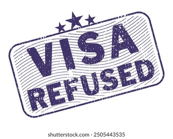 visa refused stamp blue ink rectangular vector scalable format