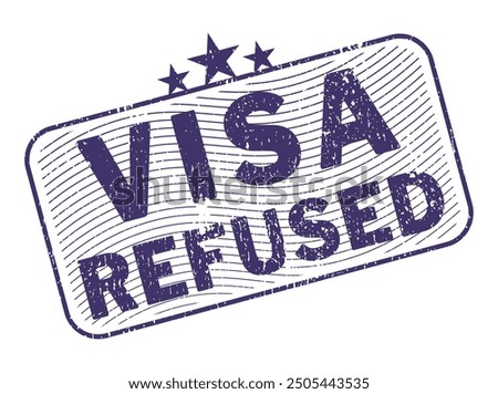 visa refused stamp blue ink rectangular vector scalable format