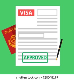 Visa, registration of documents for immigration, passport. Flat design, vector illustration, vector.