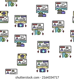 Visa For Traveling Vector Seamless Pattern Thin Line Illustration