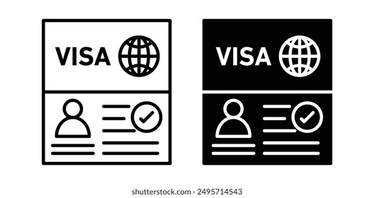 visa vector icon set in black color.