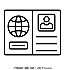 Visa Vector Outline Icon Isolated On White Background
