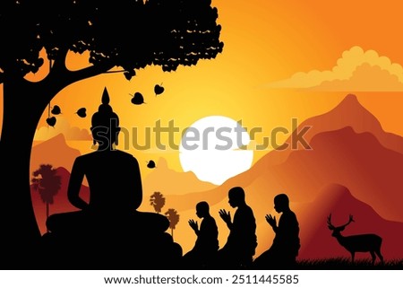 Visakha Bucha Day background vector It is considered an important day for Buddhism