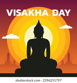 Visakha Bucha Day: It is an important day for Buddhists, marking the birth, enlightenment and death of the Lord Buddha."Visakha Puja Day", Buddhist holiday concept.Vector Illustration 