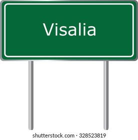 Visalia , California, road sign green vector illustration, road table, USA city