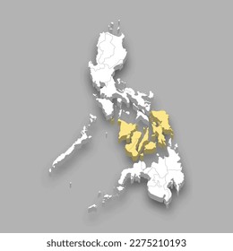 Visayas region location within Philippines 3d isometric map