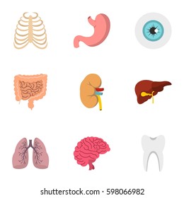 Viscera icons set. Flat illustration of 9 viscera vector icons for web