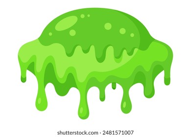 A viscous green substance is trickling down a clean white wall