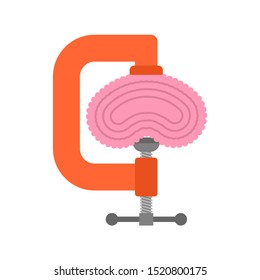 Vise brains isolated. concept Headache and stress. Brainstorm Symbol Idea