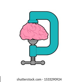 Vise brains isolated. concept Headache and stress. Brainstorm Symbol Idea