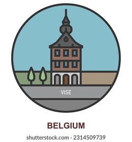 Vise. Cities and towns in Belgium. Flat landmark