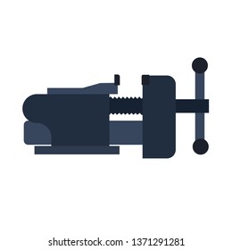 Vise clamp vector icon illustration symbol. Metal tool equipment industry. Iron rivet fix carpentry adjustable pressure design grip