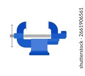 vise clamp work tool flat design vector illustration isolated on white background. bench vise used by engineers in mechanical workshops Engineering tools