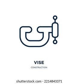 vise icon from construction collection. Thin linear vise, work, tool outline icon isolated on white background. Line vector vise sign, symbol for web and mobile