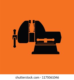 Vise icon. Orange background with black. Vector illustration.