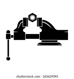 Vise icon tool holding nut in black and white vector