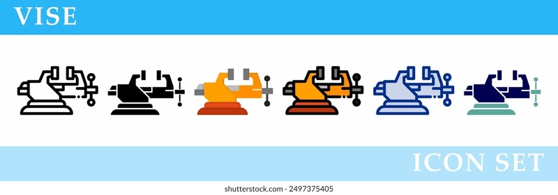 Vise icons set. 6 Various styles. For sign, symbol, element, presentation, infographic or web graphics. Vector Illustration.