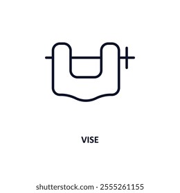 vise outline icon.  Thin line icon from construction collection. Editable vector isolated on white background