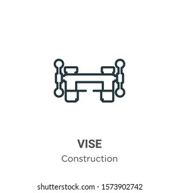 Vise outline vector icon. Thin line black vise icon, flat vector simple element illustration from editable construction concept isolated on white background