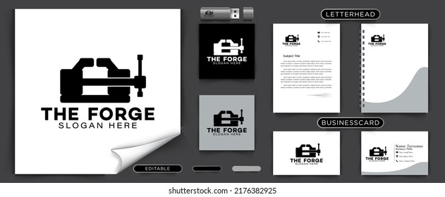 vise, pincers, anvil logo Ideas. Inspiration logo design. Template Vector Illustration. Isolated On White Background