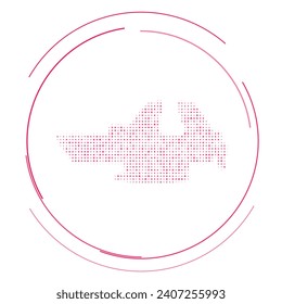 The vise symbol filled with pink dots. Pointillism style. Vector illustration on white background