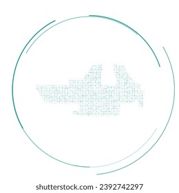 The vise symbol filled with teal dots. Pointillism style. Vector illustration on white background