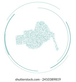 The vise symbol filled with teal dots. Pointillism style. Vector illustration on white background