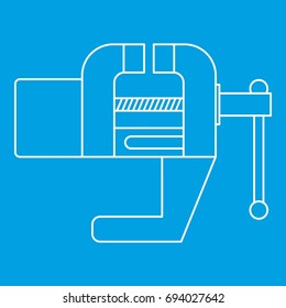 Vise tool icon blue outline style isolated vector illustration. Thin line sign