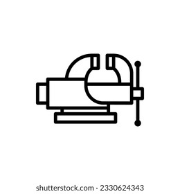 Vise vector icon. Clamping equipment for metal, wood, plastic, glass processing.