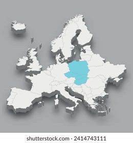 Ubicación del grupo Visegrad en Europa Mapa isométrico 3d