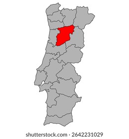 Viseu of Portugal map shape, travel web flat concept icon vector illustration .