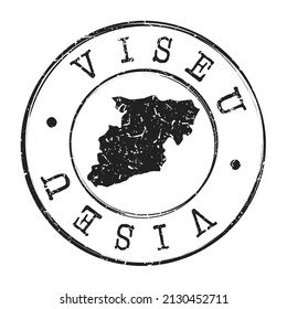 Viseu, Portugal Silhouette Postal Passport. Stamp Round Vector Icon Map. Design Travel Postmark. 