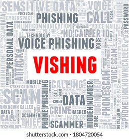 Vishing - Voice Phishing vector illustration word cloud isolated on a white background.