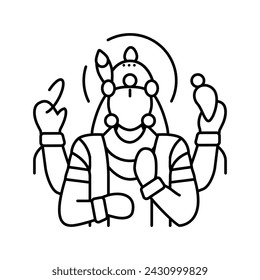 vishnu god indian line icon vector. vishnu god indian sign. isolated contour symbol black illustration