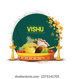  vishu festival with traditional vessel uruli and konna flowers (cassia fistula). 