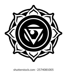 Vishuddha chakra symbol, glyph style icon