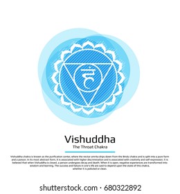 Vishuddha. Chakra vector isolated flat colored icon - for yoga studio, banner, poster. Editable concept.