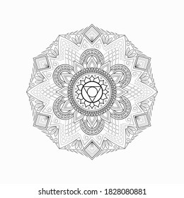 vishuddha mandala ornament handdrawn tatoo art drawing circular pattern mehendi vintage floral graphic throat chakra