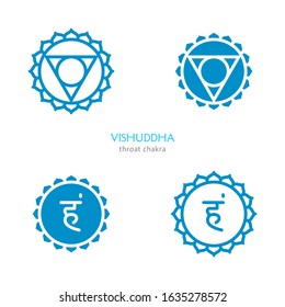 Vishuddha, throat chakra symbol. Colorful mandala. Vector illustration