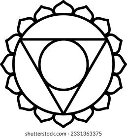 Vishuddha, throat chakra symbol. Colorful mandala. Vector illustration